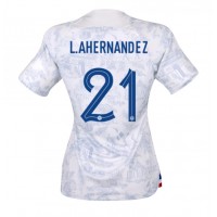 Camiseta Francia Lucas Hernandez #21 Segunda Equipación Replica Mundial 2022 para mujer mangas cortas